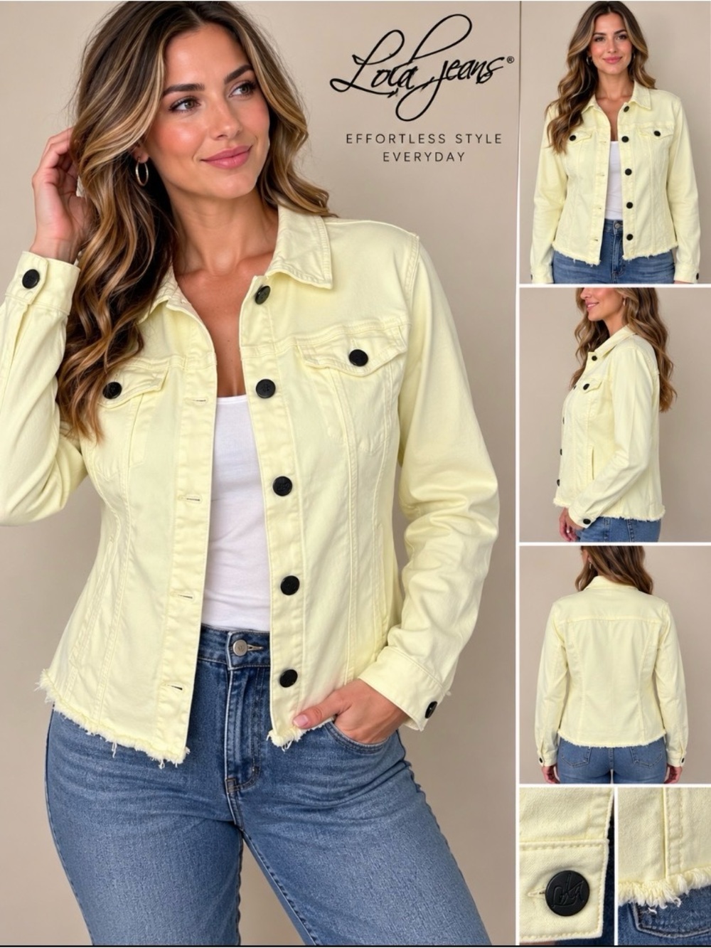 Lola Jeans Vanessa Lemon Yellow Stretch Denim Jacket NWT XL